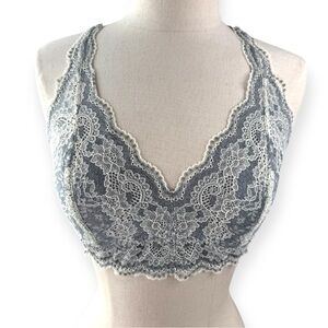 Elegant Lace Bralette in Gray and Cream
